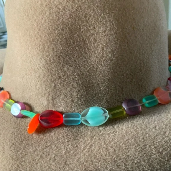 Catherine Malandrino Tan Hat with Colorful Beaded Band - Picture 5 of 5